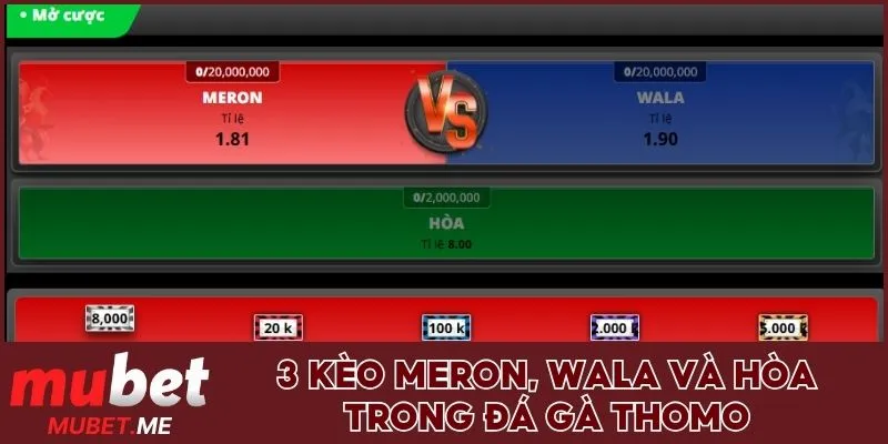 3 kèo WALA, MERON và Hòa trong trận