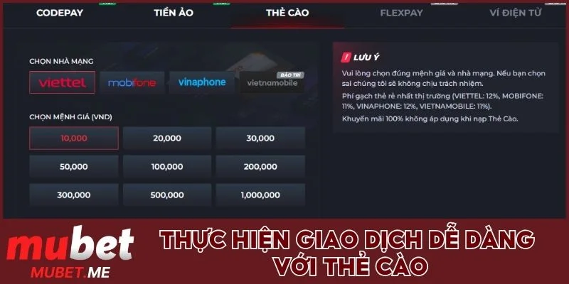 Thực hiện giao dịch dễ dàng với thẻ cào