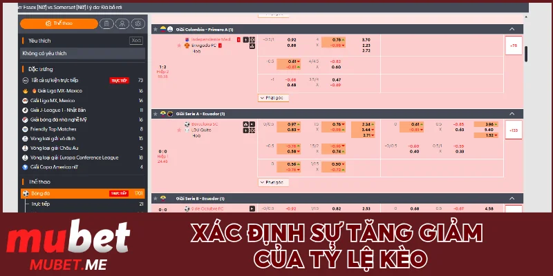 Xác định sự tăng giảm của tỷ lệ kèo